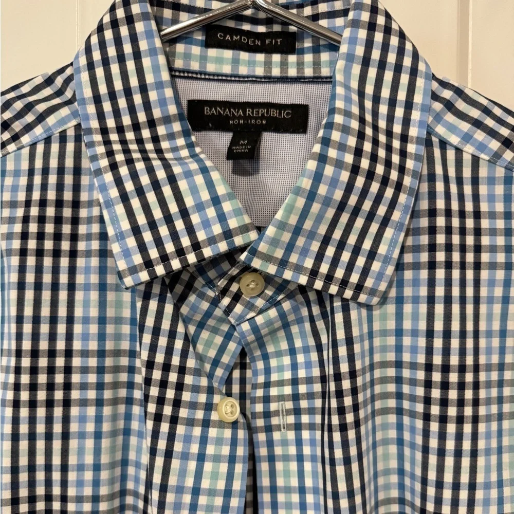 Banana Republic Men's Non-Iron Blue Checkered Shirt